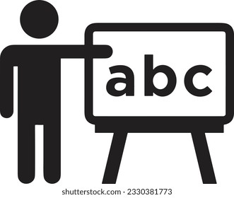 Imagen vectorial del símbolo de icono del profesor. Ilustración de la imagen de diseño del icono de la escuela de negocios. EPS 10
