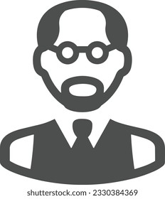 Imagen vectorial del símbolo de icono del profesor. Ilustración de la imagen de diseño del icono de la escuela de negocios. EPS 10