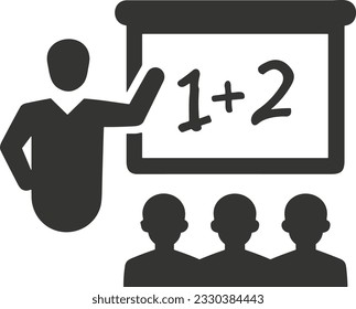 Imagen vectorial del símbolo de icono del profesor. Ilustración de la imagen de diseño del icono de la escuela de negocios. EPS 10