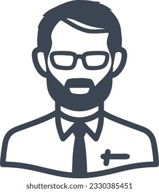 Imagen vectorial del símbolo de icono del profesor. Ilustración de la imagen de diseño del icono de la escuela de negocios. EPS 10
