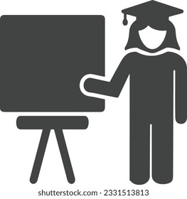 Imagen vectorial del símbolo de icono del profesor. Ilustración de la imagen de diseño del icono de la escuela de negocios. EPS 10