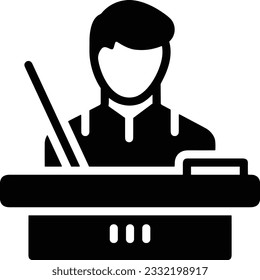 Imagen vectorial del símbolo de icono del profesor. Ilustración de la imagen de diseño del icono de la escuela de negocios. EPS 10