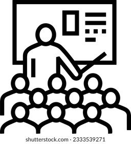 Imagen vectorial del símbolo de icono del profesor. Ilustración de la imagen de diseño del icono de la escuela de negocios. EPS 10