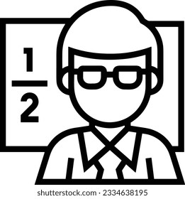 Imagen vectorial del símbolo de icono del profesor. Ilustración de la imagen de diseño del icono de la escuela de negocios. EPS 10