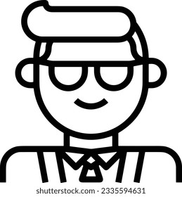 Imagen vectorial del símbolo de icono del profesor. Ilustración de la imagen de diseño del icono de la escuela de negocios. EPS 10