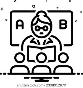 Imagen vectorial del símbolo de icono del profesor. Ilustración de la imagen de diseño del icono de la escuela de negocios. EPS 10