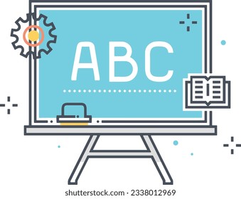 Imagen vectorial del símbolo de icono del profesor. Ilustración de la imagen de diseño del icono de la escuela de negocios. EPS 10