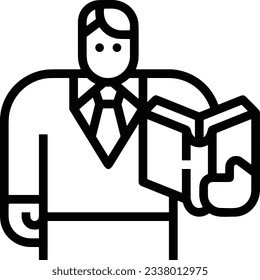 Imagen vectorial del símbolo de icono del profesor. Ilustración de la imagen de diseño del icono de la escuela de negocios. EPS 10