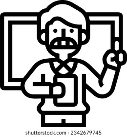 Imagen vectorial del símbolo de icono del profesor. Ilustración de la imagen de diseño del icono de la escuela de negocios. EPS 10