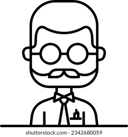 Imagen vectorial del símbolo de icono del profesor. Ilustración de la imagen de diseño del icono de la escuela de negocios. EPS 10