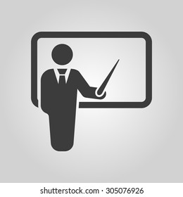 The teacher icon. Training and presentation, seminar, learning symbol. Flat Vector illustration
