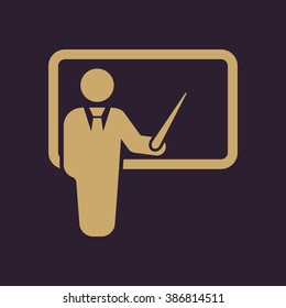 The teacher icon. Training and presentation, seminar, learning symbol. Flat Vector illustration