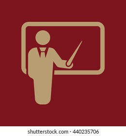 The teacher icon. Training and presentation, seminar, learning symbol. Flat Vector illustration