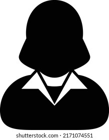 Teacher icon vector female user person profile avatar symbol for education in a flat color glyph pictogram sign illustration