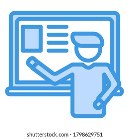 Teacher icon vector illustration in blue style for any projects, use for website mobile app presentation