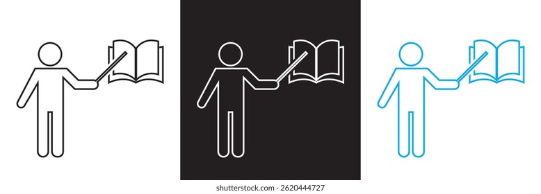 Teacher icon. Vector for websites, mobile interfaces, presentations, banner, visual branding etc. Vector illustration. isolated on white and black background. EPS 10