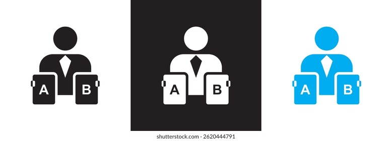 Ícone Professor. Vetor para sites, interfaces móveis, apresentações, banner, marca visual etc. Ilustração vetorial. isolada no plano de fundo branco e preto. EPS 10