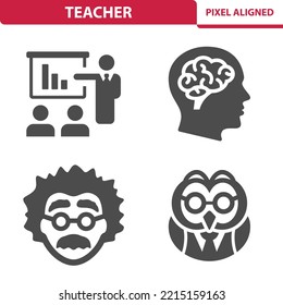 Teacher Icons. Education, Scientist. Professional, pixel perfect icons, EPS 10 format.