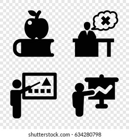 Teacher icons set. set of 4 teacher filled icons such as teacher