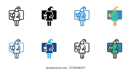 Los iconos del profesor establecen múltiples estilos de colección. Trazo editable 
