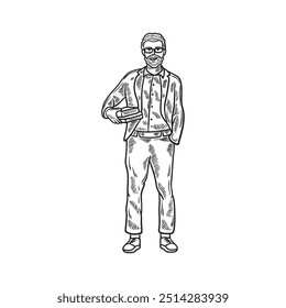 Teacher Illustration Colored - Teacher Man-06