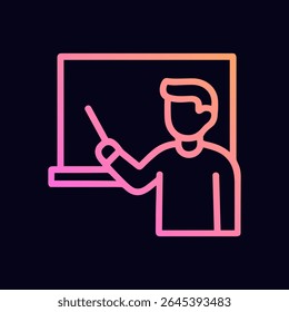 Professor instruindo na frente do quadro. Ilustração de símbolo de ícone