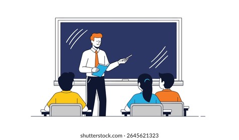Teacher instructing students in a classroom setting