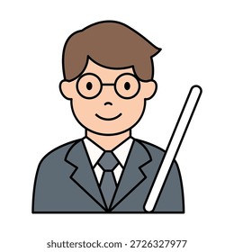 Icono de instructor de profesor que representa los roles de enseñanza, orientación educativa, liderazgo en el aula y tutoría académica.