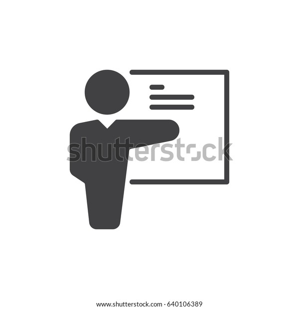 Teacher, instructor icon vector, filled flat\
sign, solid pictogram isolated on white. Training symbol, logo\
illustration. Pixel\
perfect