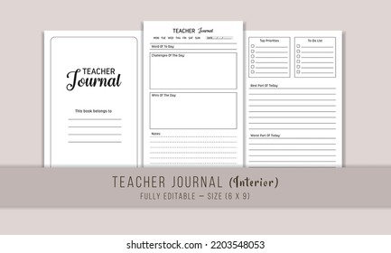 Teacher journal interior template design