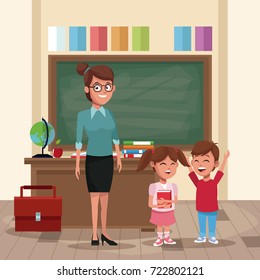 Teacher with kids in classroom
