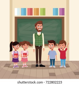 Teacher with kids in classroom