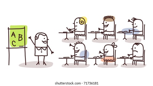 teacher & kids at school