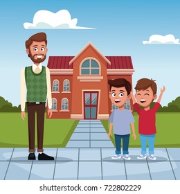 Teacher with kids at school