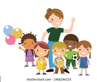 Illustration Children Talking Each Other Happy Stock Illustration ...