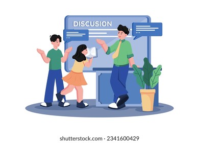 A teacher leads a class discussion on a current event.
