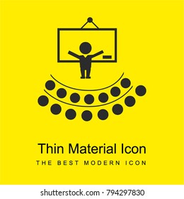 Teacher lecture in front an auditory bright yellow material minimal icon or logo design