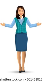 Teacher or lecturer in presentation poses, vector illustration