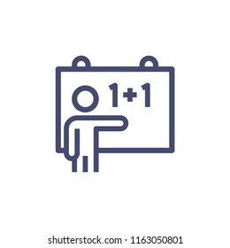Teacher Lecturer Presentation Vector Line Icon Pixel Perfect. Editable 2 Pixel Stroke Weight. Outline Icon for Website Mobile App Presentation
