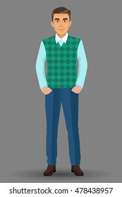 Teacher or lecturer with standing position, vector illustration