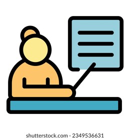 Teacher lesson icon outline vector. Learn plan. Private school color flat