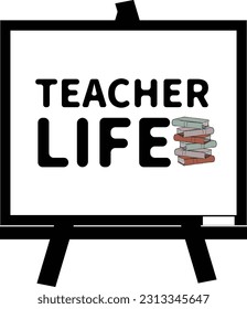 Teacher life T-shirt with book vector