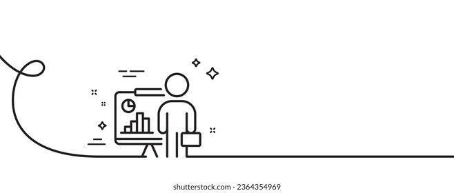 Lehrerliniensymbol. Kontinuierlich eine Linie mit curl. Unterschrift des Konferenzteilnehmers. Symbol für Bildungsseminare. Lehrer ein einziges Rahmenband. Loop-Kurve Muster. Vektorgrafik
