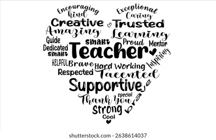 Teacher Love Word Art T-shirt Design