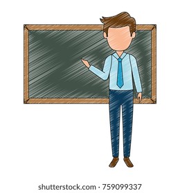 teacher male with chalkboard avatar character