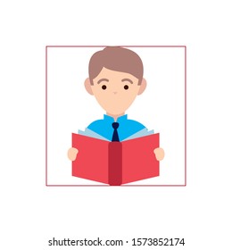 teacher man with book flat style icon vector illustration design