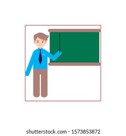 teacher man with chalkboard flat style icon vector illustration design