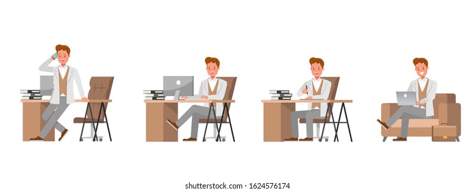 Teacher man character vector design. Presentation in various action. no6