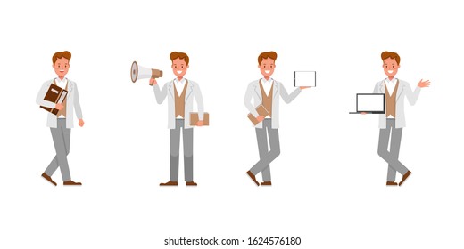 Teacher man character vector design. Presentation in various action. no3