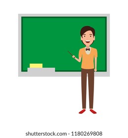 Teacher Man Pointer Chalkboard Stock Vector (Royalty Free) 1180269808 ...